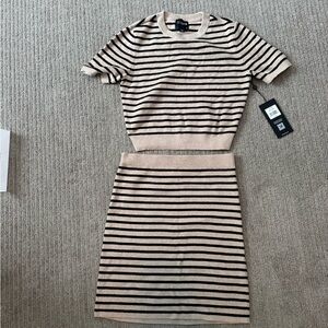 Cuts Clothing Beige and Black Striped Skirt Set